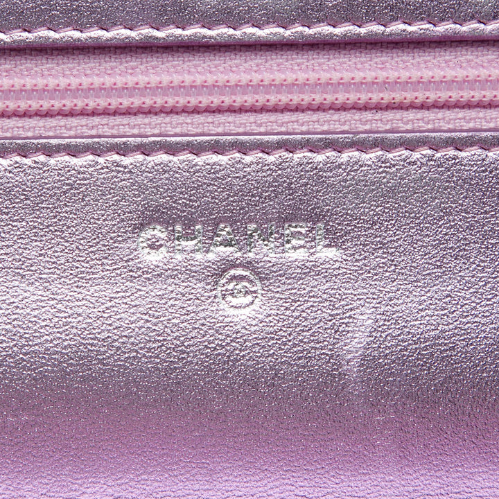 Bicolore Matelassé Métallisé Boy Wallet on Chain Rose