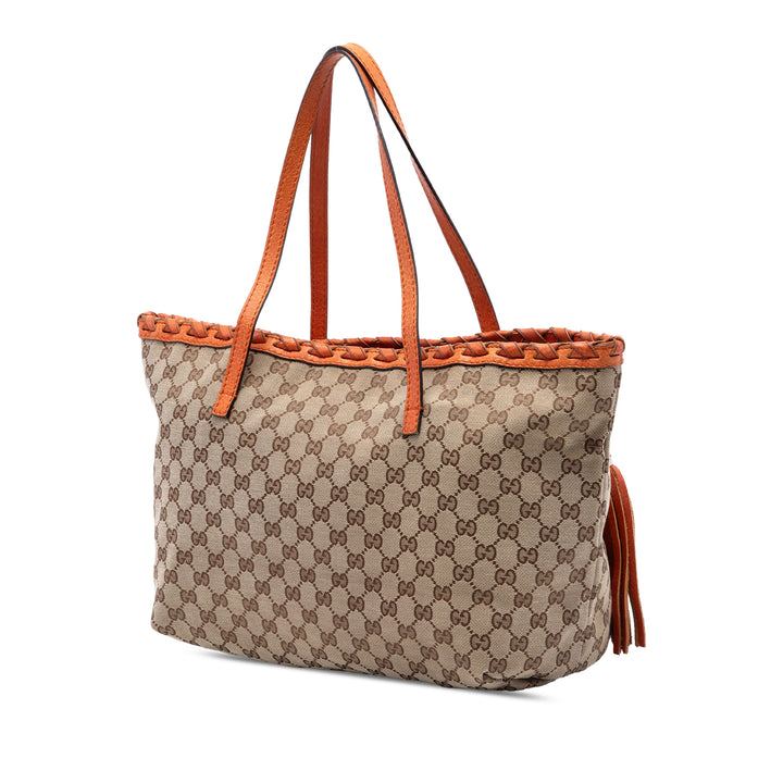 Gucci Medium GG Toile Bamboo Pompon Cabas