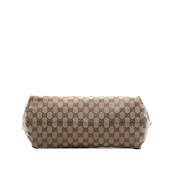 Gucci Medium GG Toile Bamboo Pompon Cabas