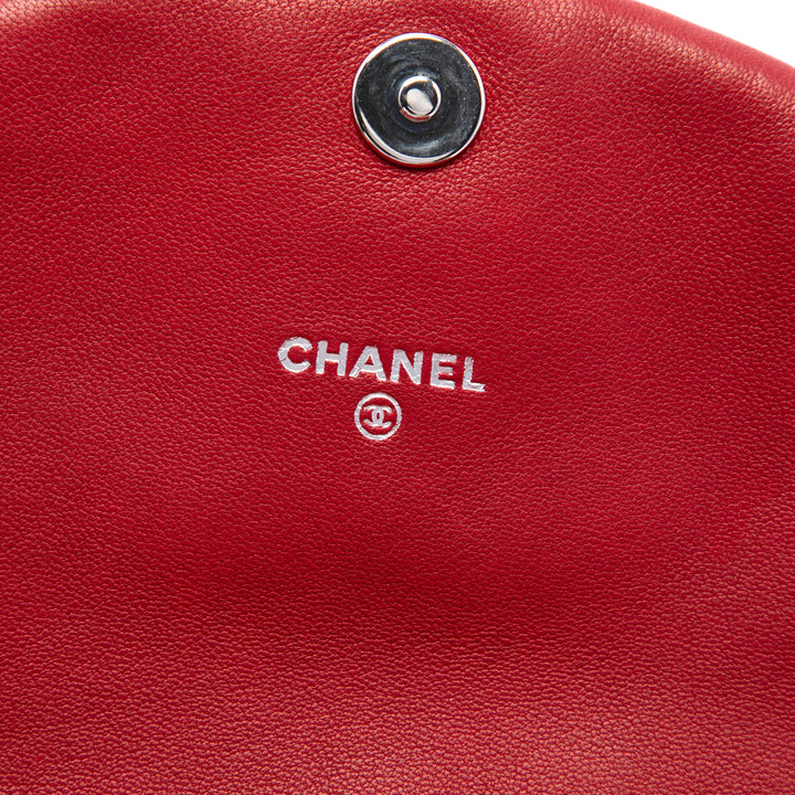 Chanel CC Matelassé Half Moon Wallet on Chain Cuir d'agneau Rouge
