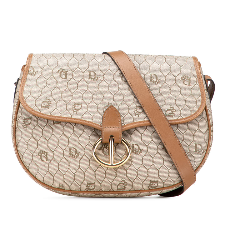 Dior Honeycomb Coated Toile Sac porté croisé Marron