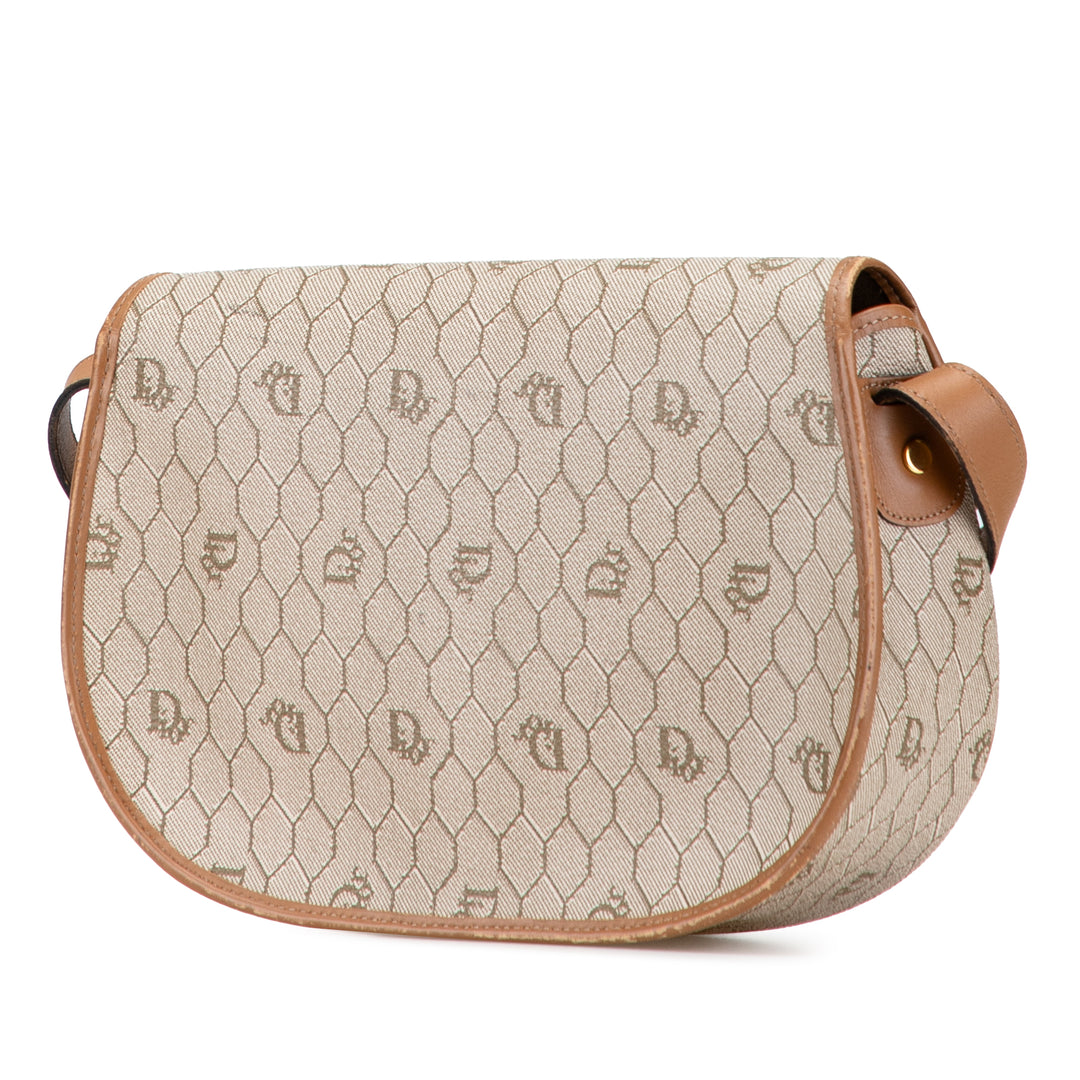 Dior Honeycomb Coated Toile Sac porté croisé Marron