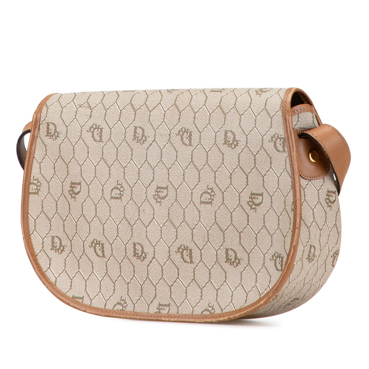 Dior Honeycomb Coated Toile Sac porté croisé Marron
