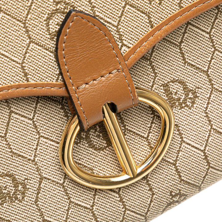 Dior Honeycomb Coated Toile Sac porté croisé Marron