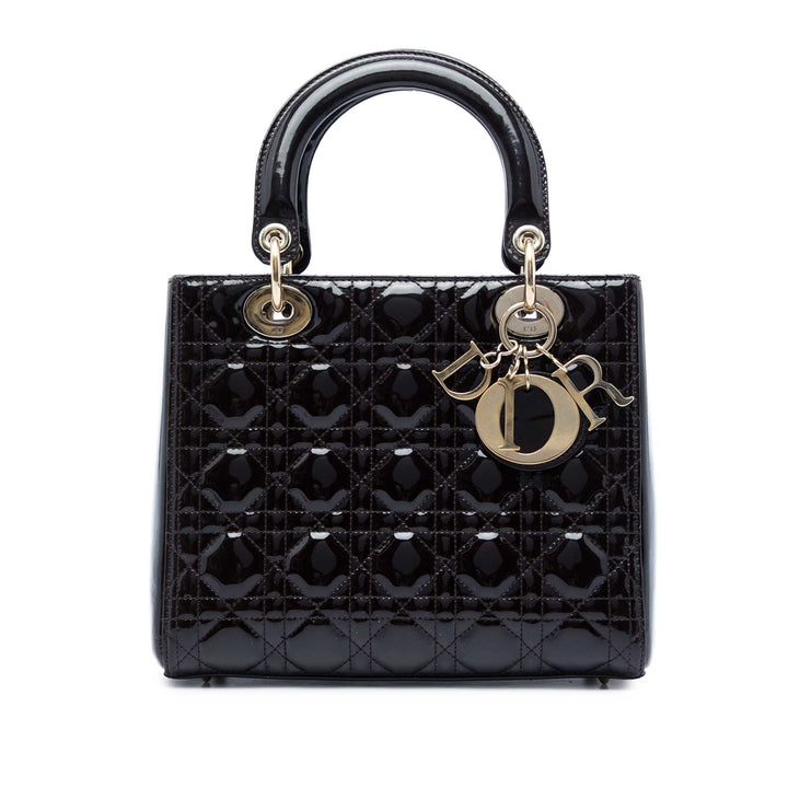 Dior Medium Cuir verni Cannage Lady Dior