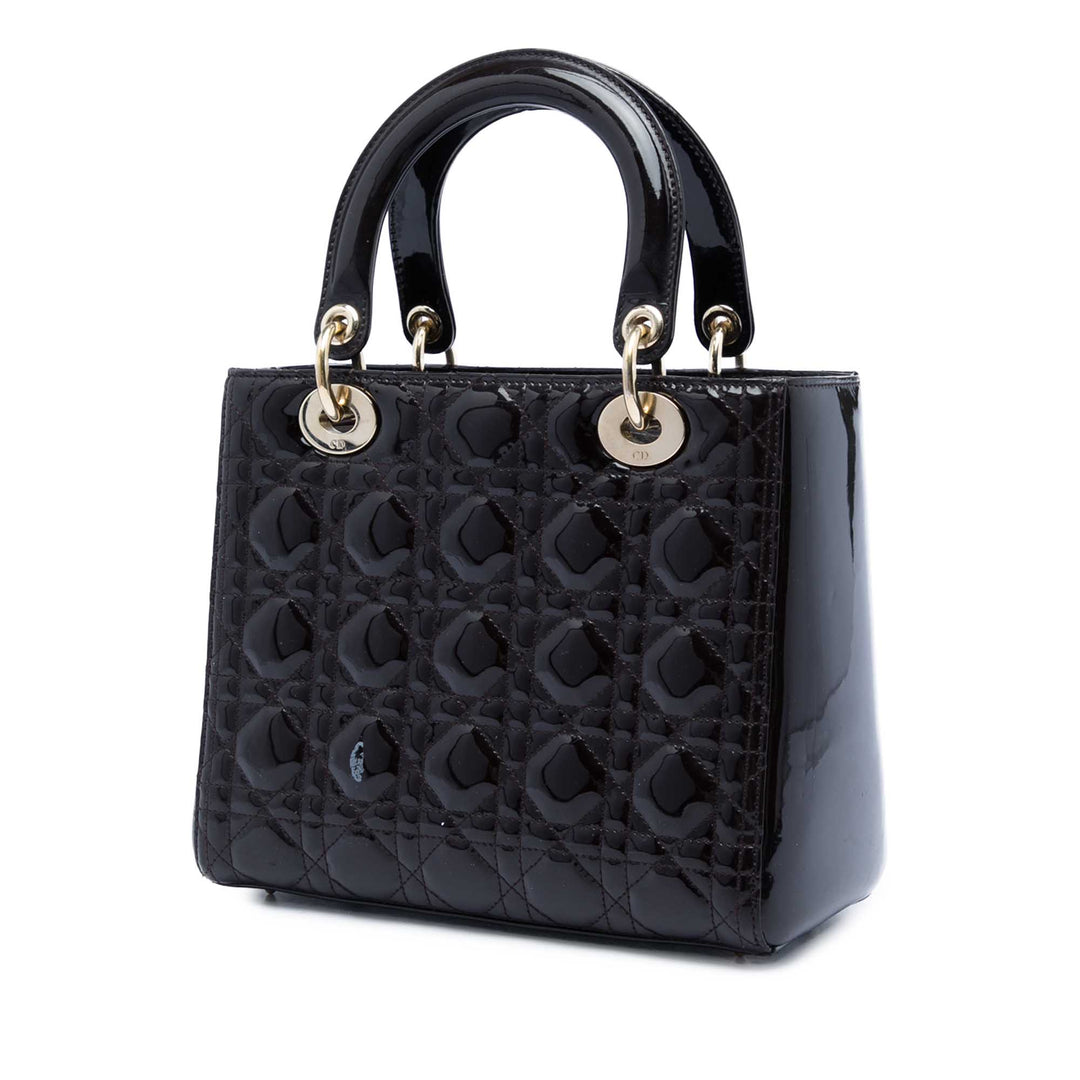 Dior Medium Cuir verni Cannage Lady Dior