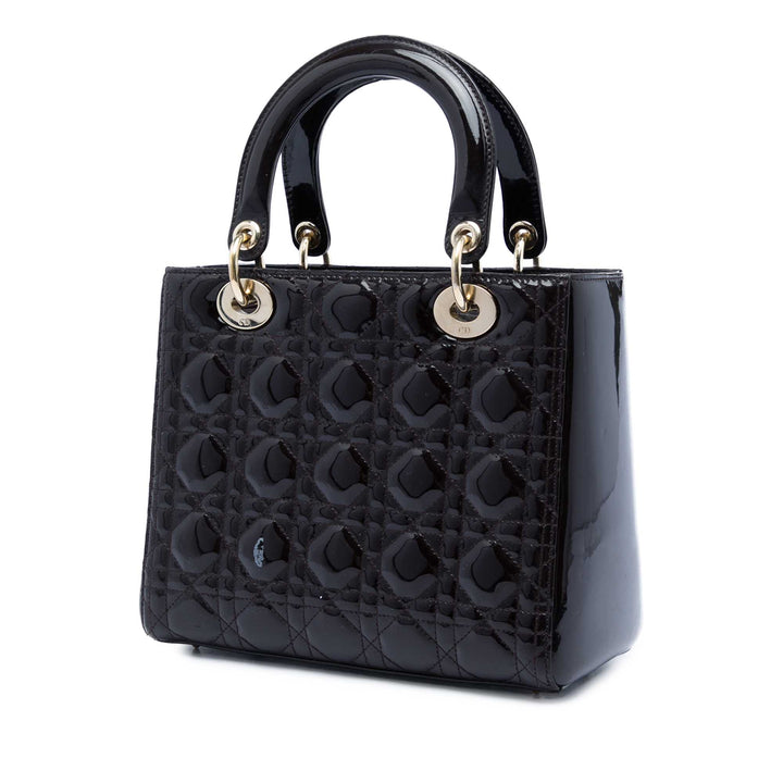 Dior Medium Cuir verni Cannage Lady Dior