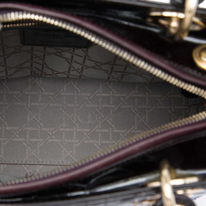 Dior Medium Cuir verni Cannage Lady Dior