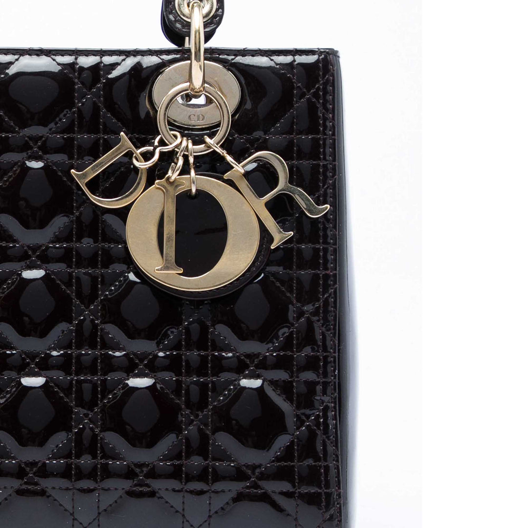 Dior Medium Cuir verni Cannage Lady Dior