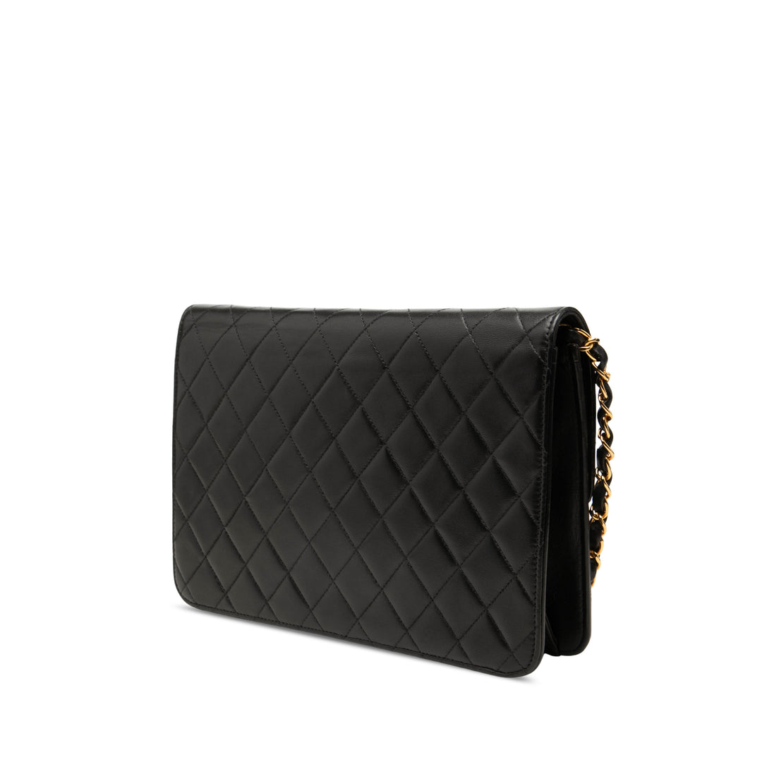 Chanel Sac porté épaule CC Matelassé Rabat simple Moyen Cuir d'agneau Noir – vue 2 – GABY PARIS