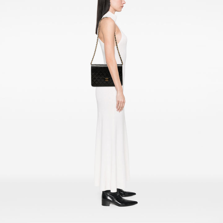 Chanel Sac porté épaule CC Matelassé Rabat simple Moyen Cuir d'agneau Noir – vue 6 – GABY PARIS