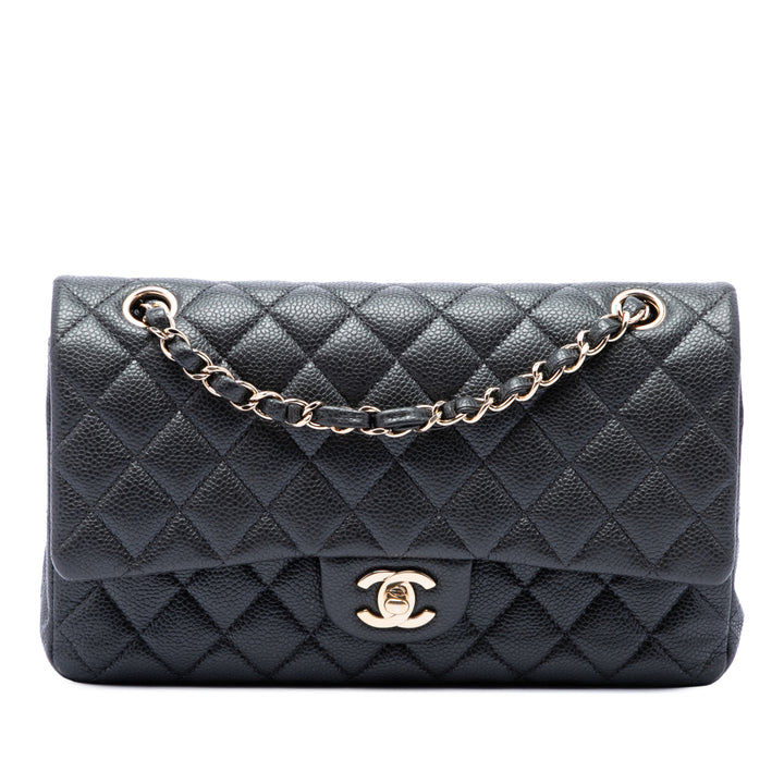 Classic Double rabat Moyen Cuir caviar Noir