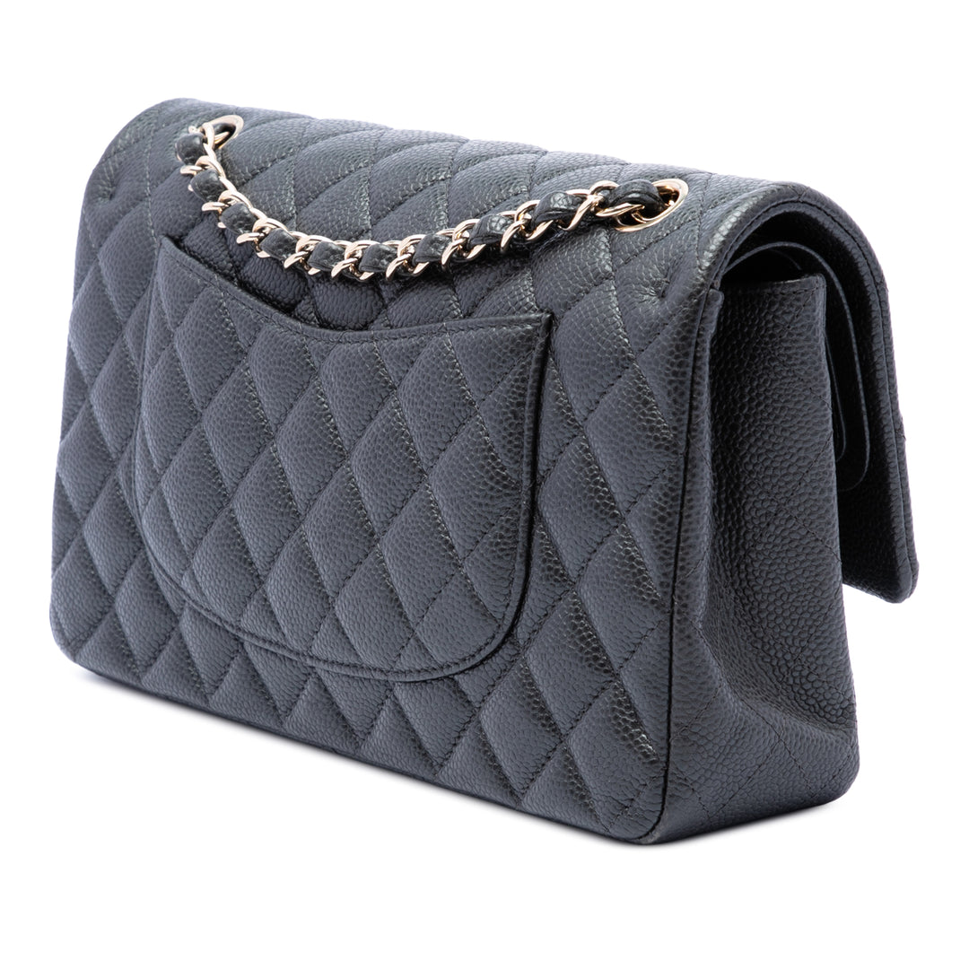 Classic Double rabat Moyen Cuir caviar Noir