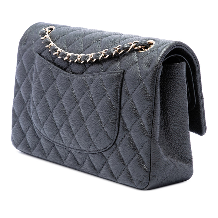 Classic Double rabat Moyen Cuir caviar Noir