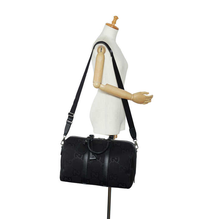 Small Jumbo GG Canvas Duffle Bag Black - Gaby Paris