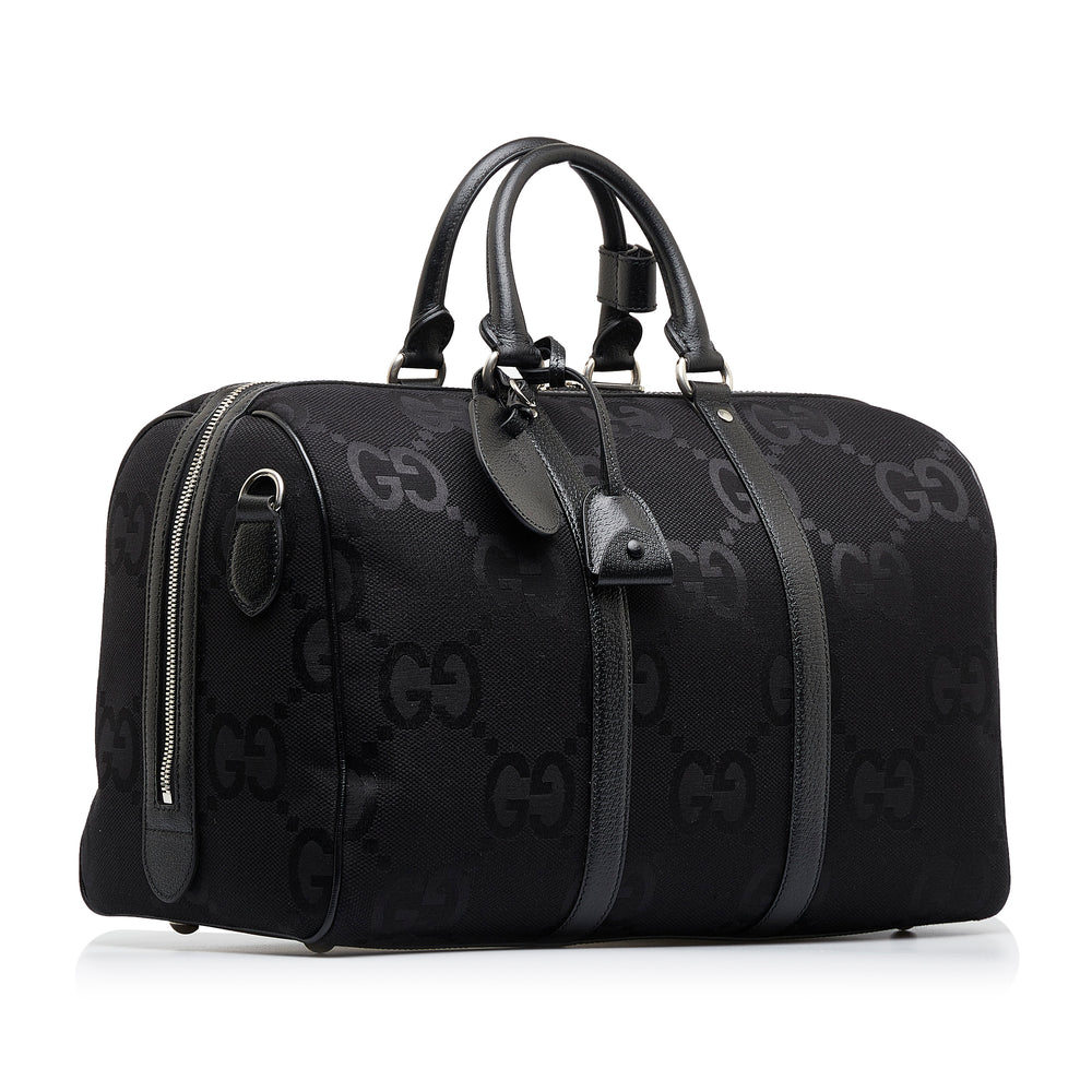 Small Jumbo GG Canvas Duffle Bag Black - Gaby Paris