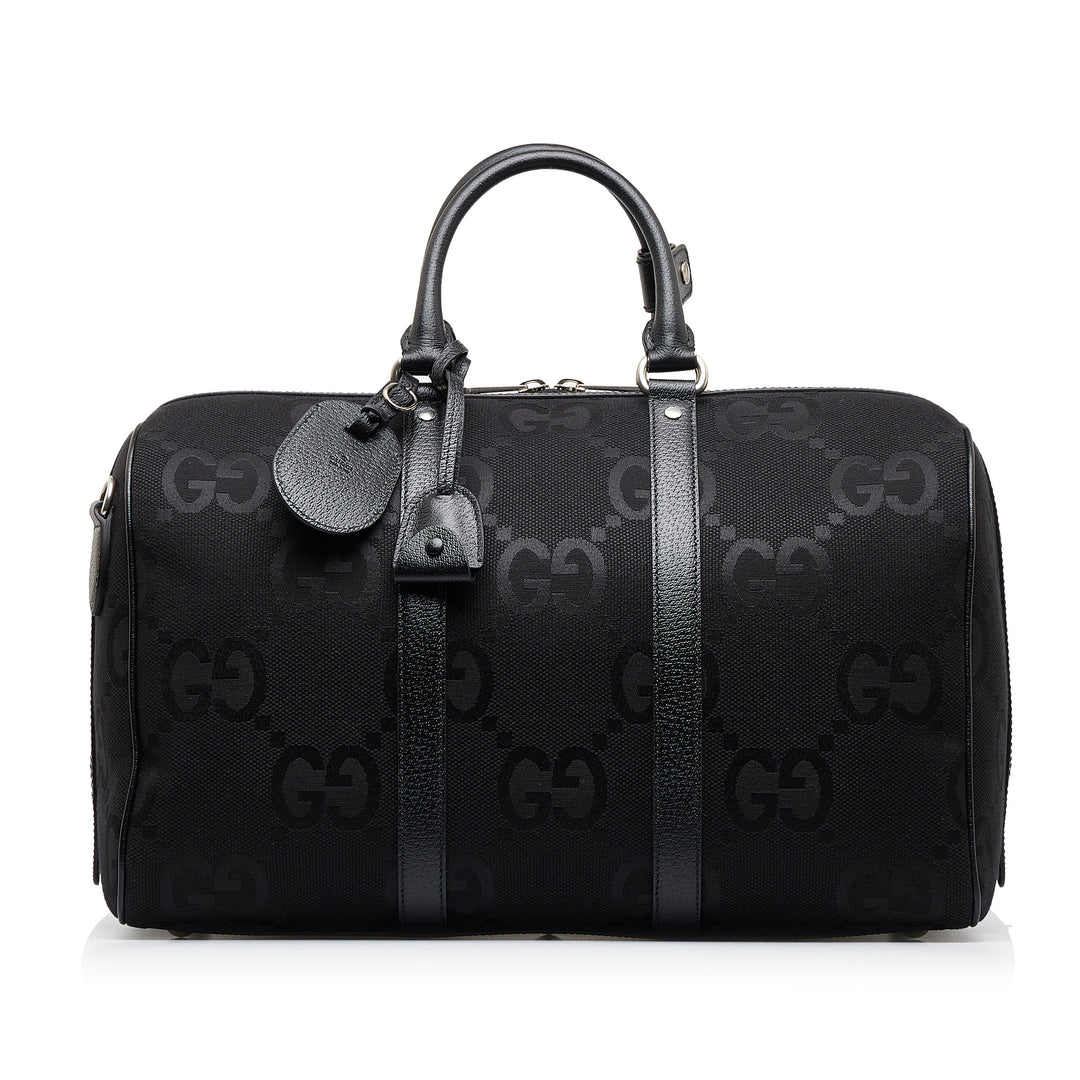 Small Jumbo GG Canvas Duffle Bag Black - Gaby Paris