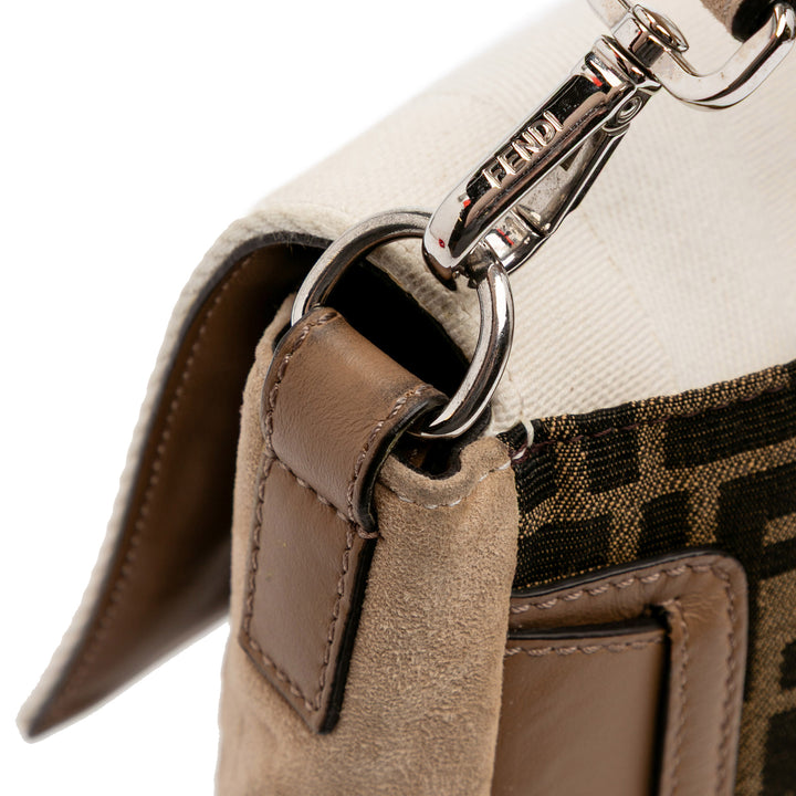 Fendi Large Zucca et Pequin Toile Convertible Baguette Sac