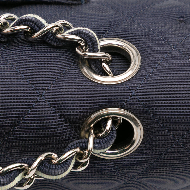 Chanel Medium Classic Printed Grosgrain Double rabat Bleu