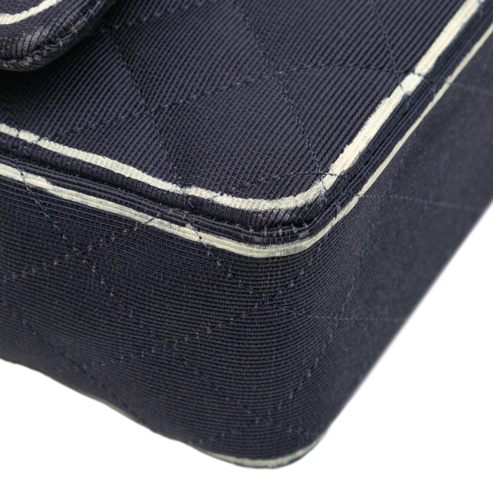 Chanel Medium Classic Printed Grosgrain Double rabat Bleu