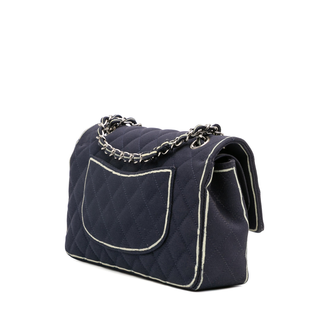 Chanel Medium Classic Printed Grosgrain Double rabat Bleu