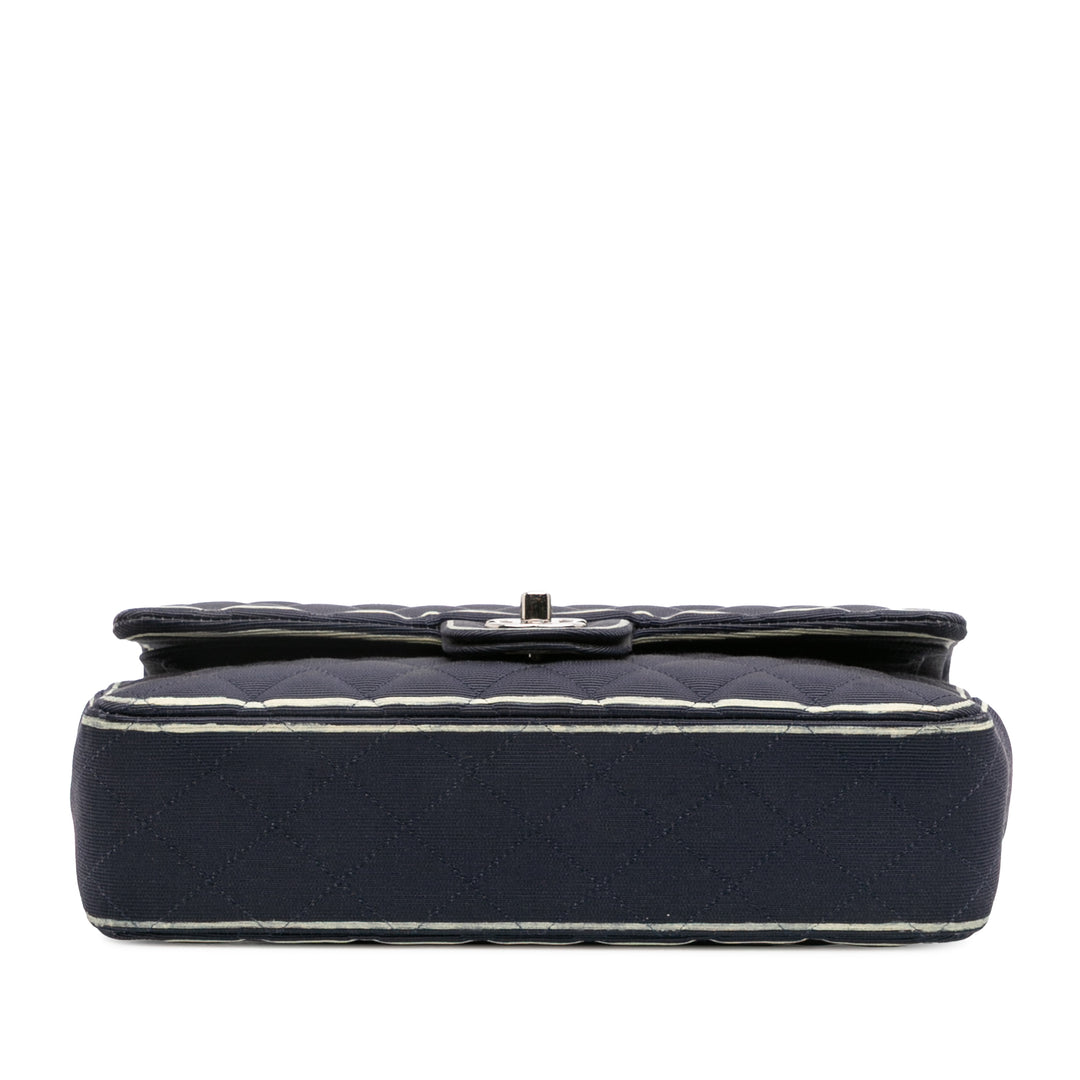 Chanel Medium Classic Printed Grosgrain Double rabat Bleu