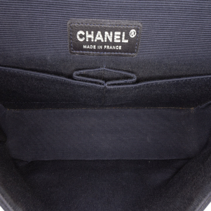 Chanel Medium Classic Printed Grosgrain Double rabat Bleu