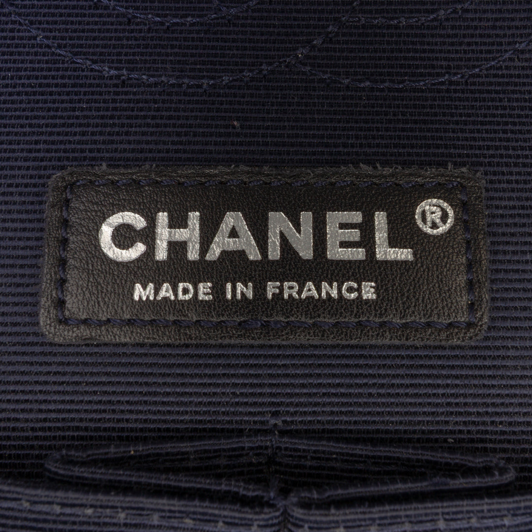 Chanel Medium Classic Printed Grosgrain Double rabat Bleu