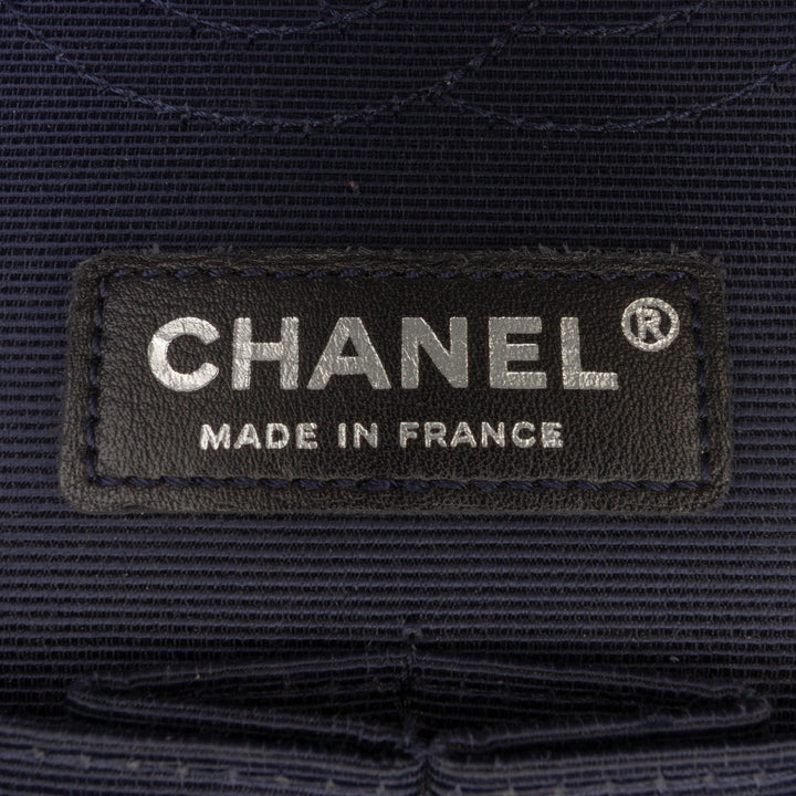 Chanel Medium Classic Printed Grosgrain Double rabat Bleu