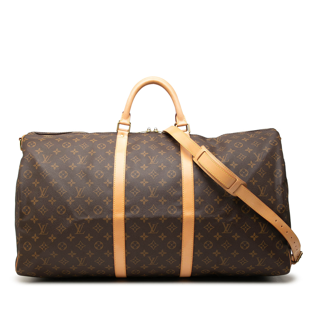 Louis Vuitton Sac de voyage Keepall Bandouliere 60 Monogram Marron – vue principale – GABY PARIS