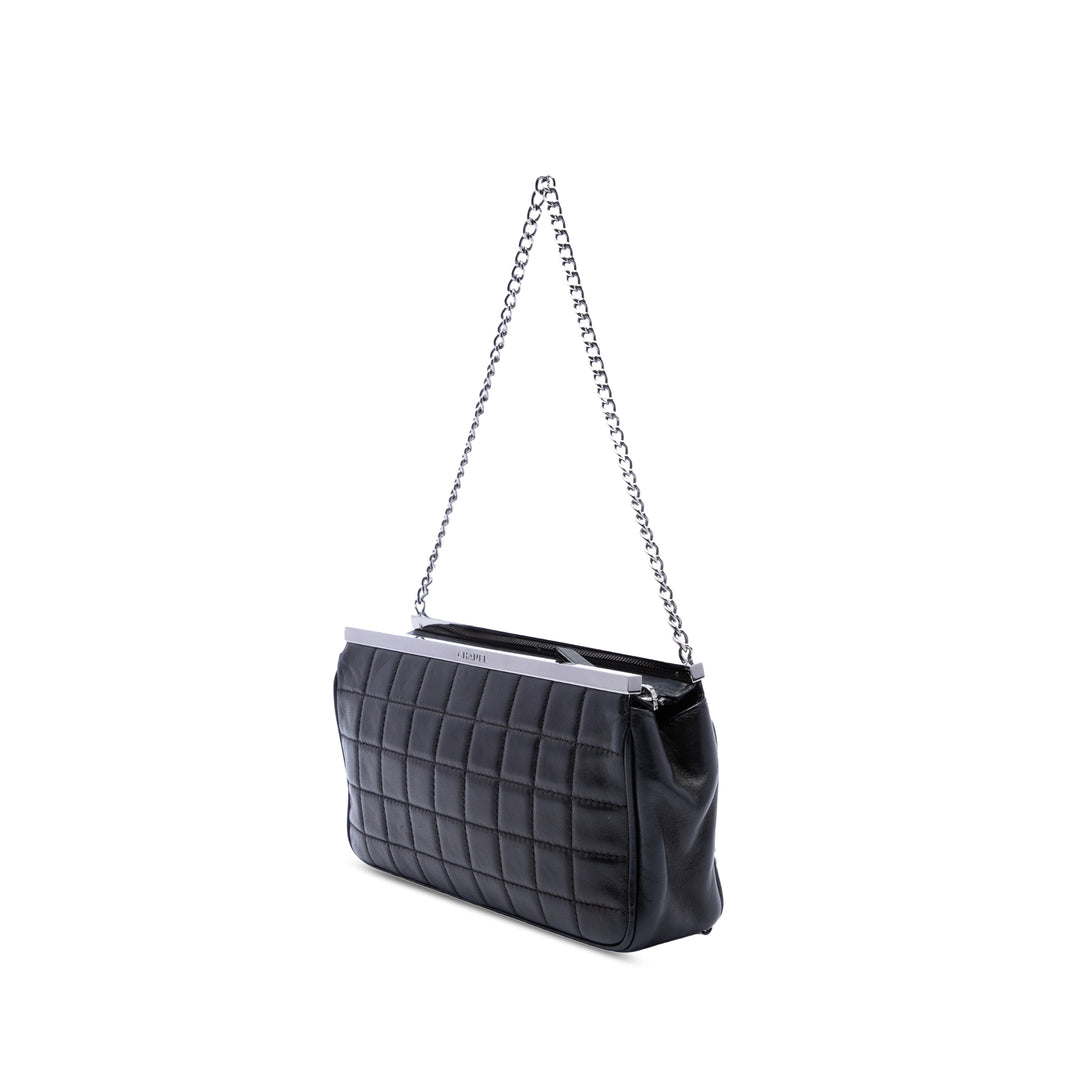 Chanel Chocolate Bar Multi Chaîne Armature Pochette Cuir d'agneau Noir