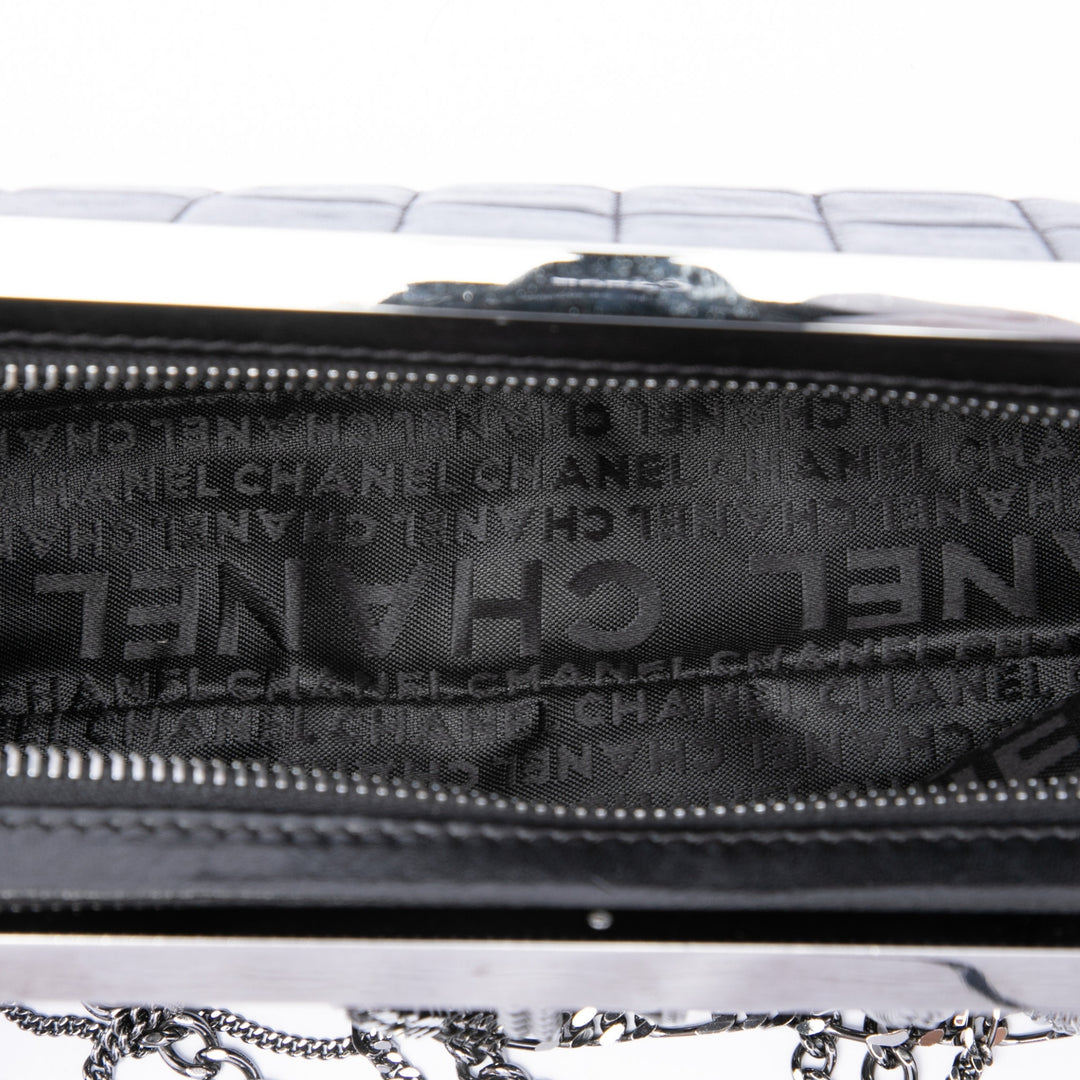 Chanel Chocolate Bar Multi Chaîne Armature Pochette Cuir d'agneau Noir
