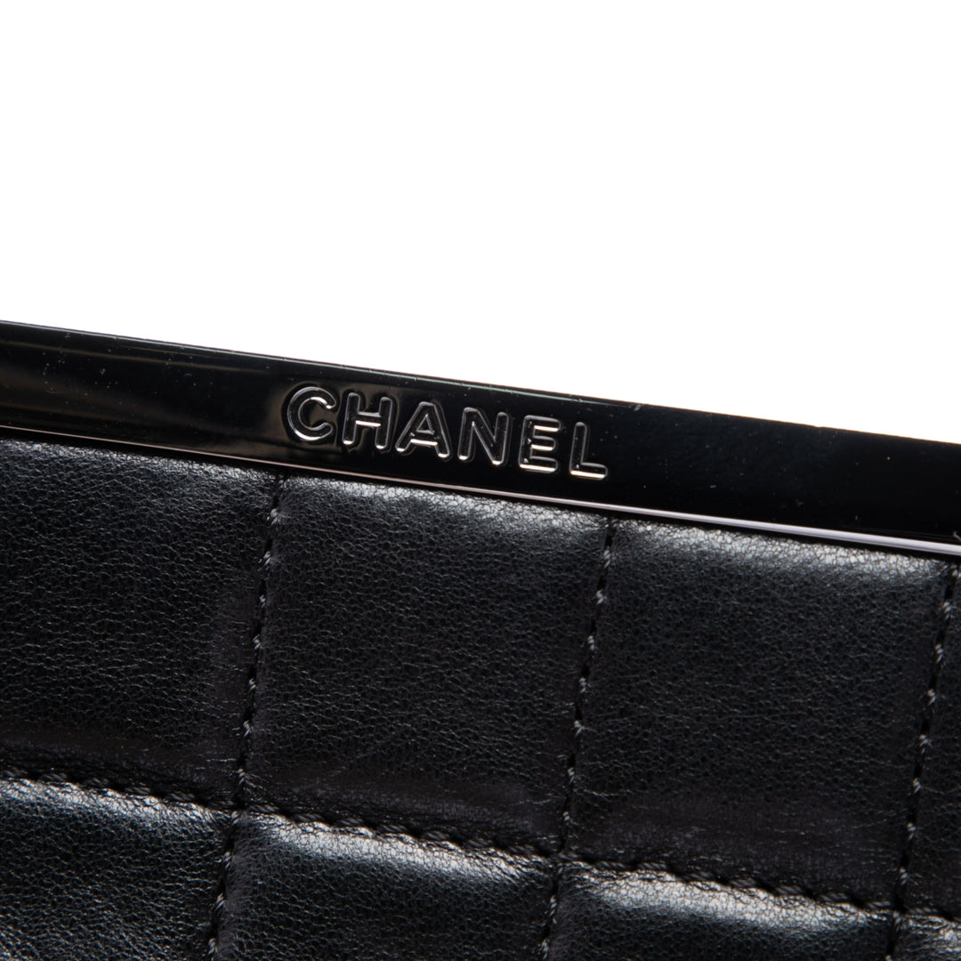 Chanel Chocolate Bar Multi Chaîne Armature Pochette Cuir d'agneau Noir