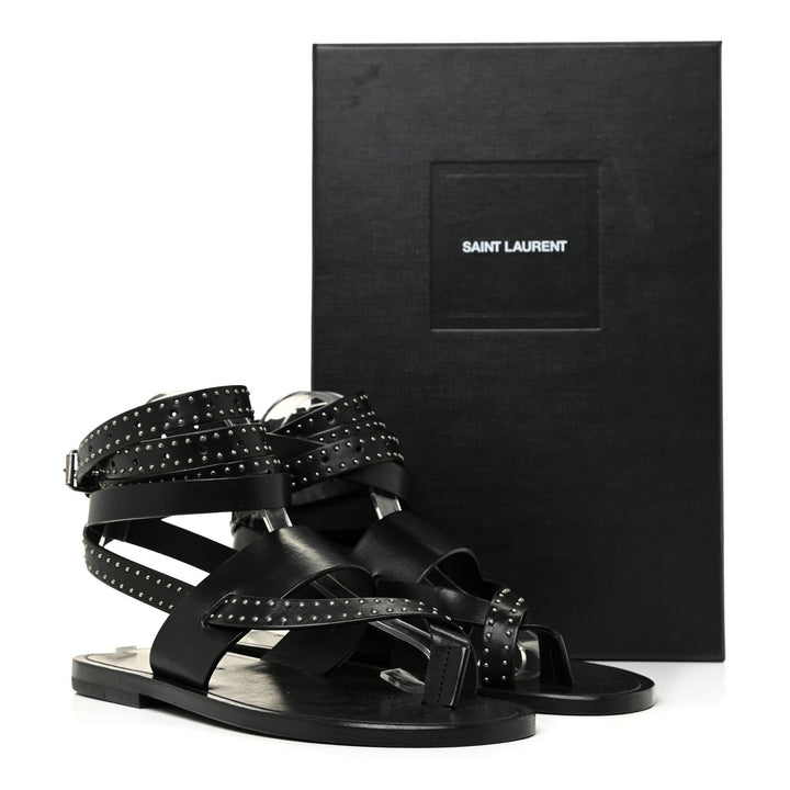 Saint Laurent Sandales plates Culver cloutées cuir noir pointure 38