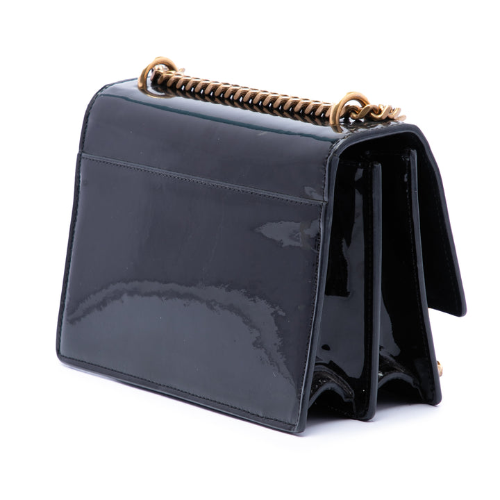 Saint Laurent Small Cuir verni Monogram Sunset Sac porté croisé