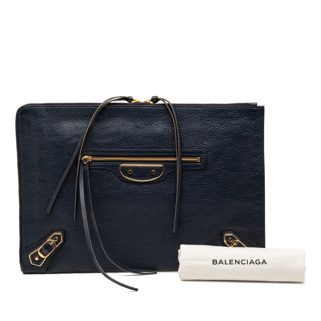 Balenciaga Chevre Motocross Classic Metallic Edge Pochette