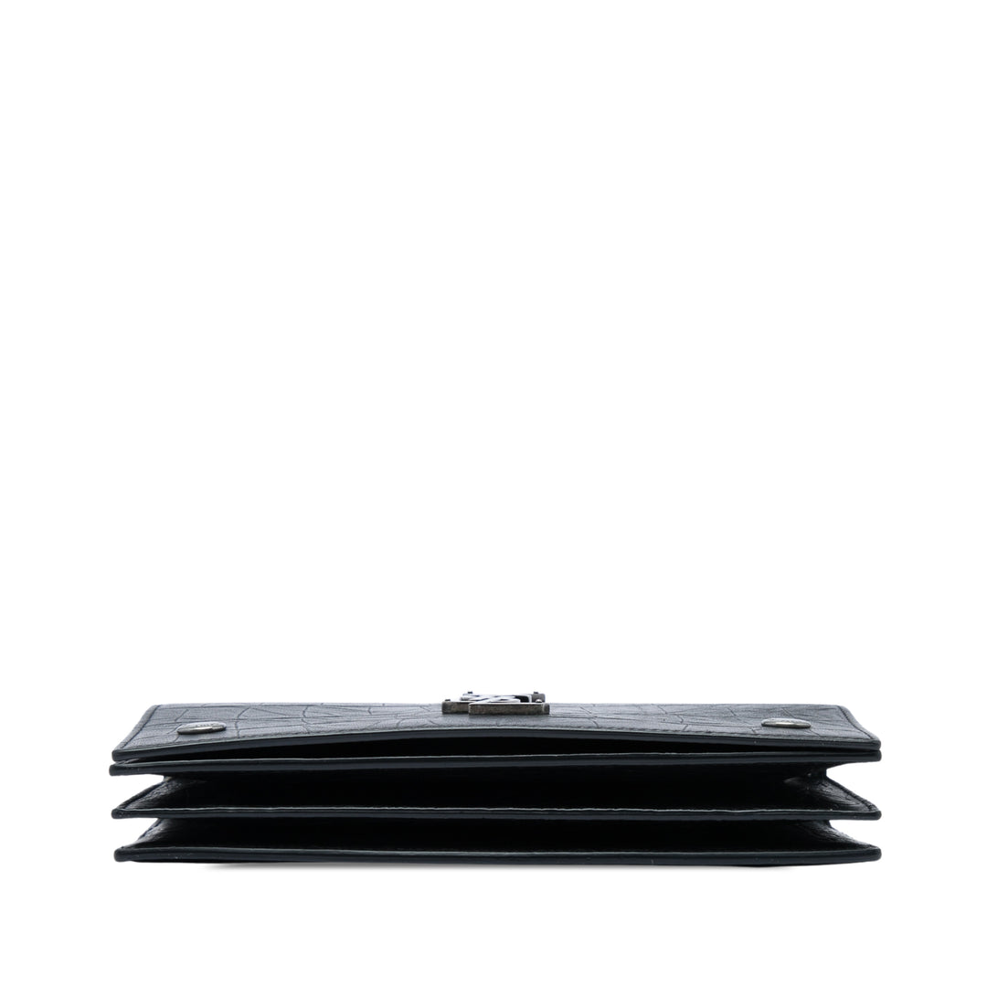 Saint Laurent Croc embossé Rider Wallet on Chain Noir – vue 3 – GABY PARIS