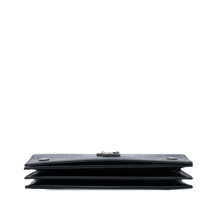Saint Laurent Croc embossé Rider Wallet on Chain Noir – vue 3 – GABY PARIS