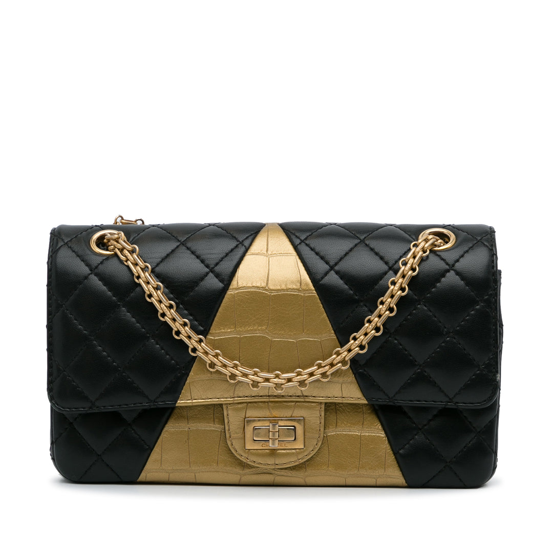 Chanel Croc embossé 2.55 Reissue Double rabat Sac Moyen Cuir d'agneau