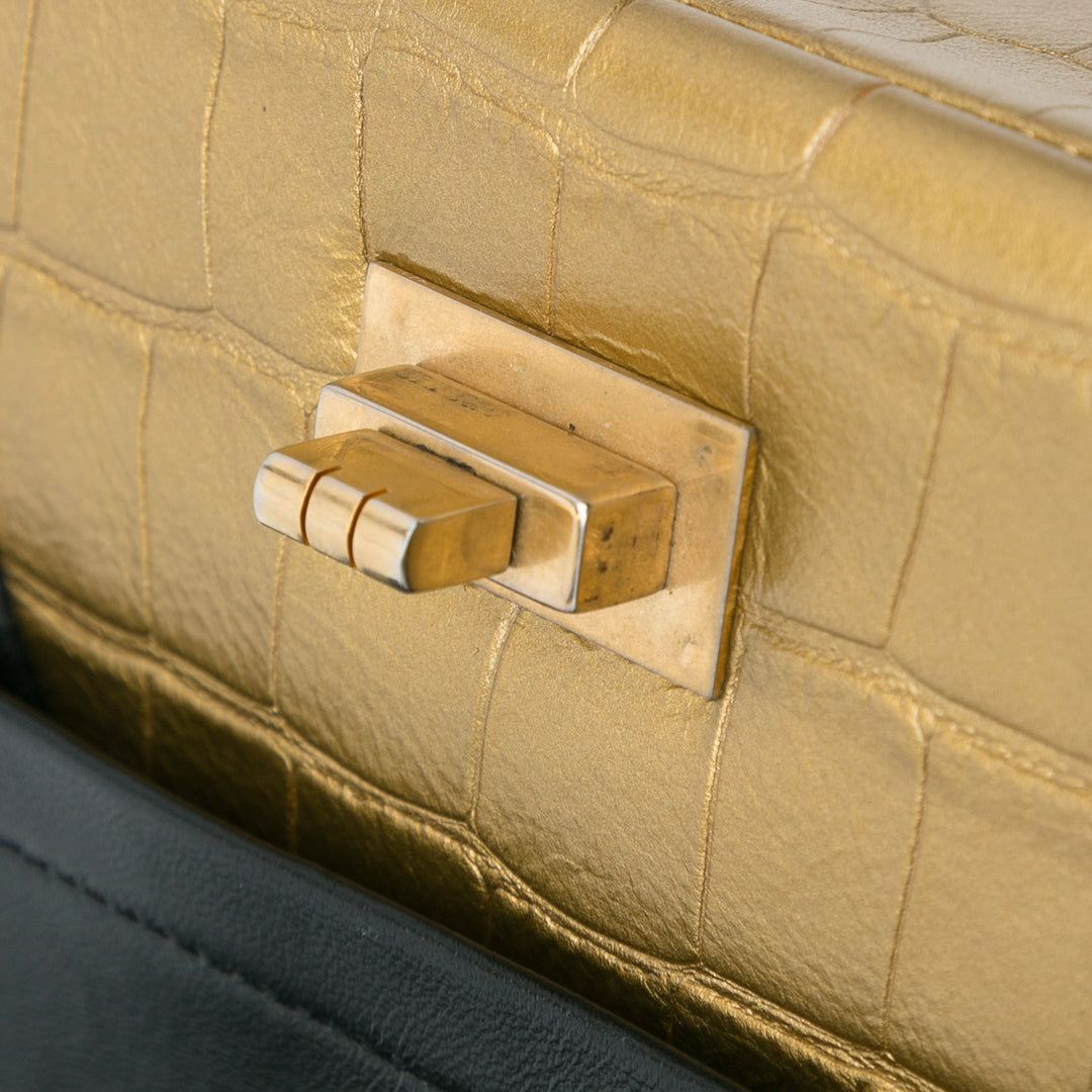 Chanel Croc embossé 2.55 Reissue Double rabat Sac Moyen Cuir d'agneau