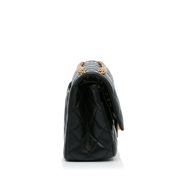 Chanel Croc embossé 2.55 Reissue Double rabat Sac Moyen Cuir d'agneau