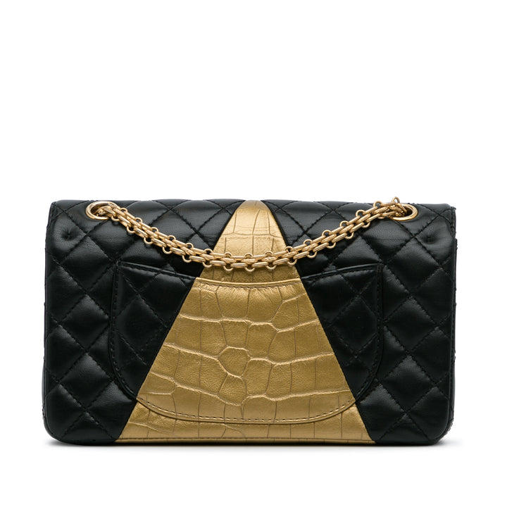 Chanel Croc embossé 2.55 Reissue Double rabat Sac Moyen Cuir d'agneau