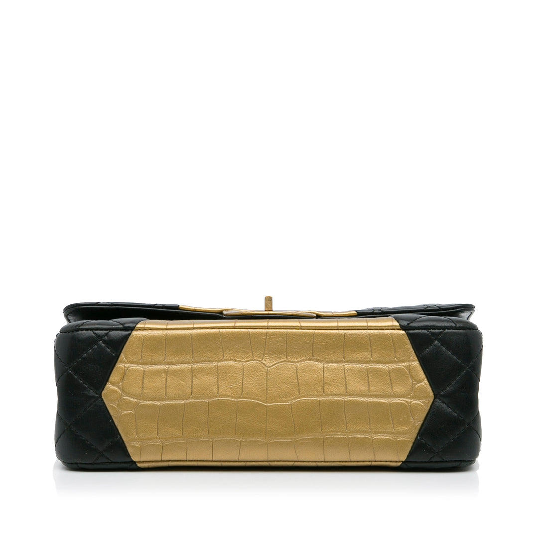 Chanel Croc embossé 2.55 Reissue Double rabat Sac Moyen Cuir d'agneau