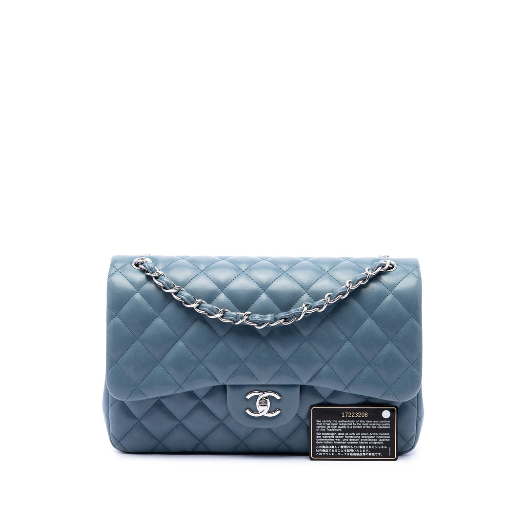 Chanel Sac porté épaule Classic Double rabat Jumbo Cuir d'agneau Bleu – vue 7 – GABY PARIS