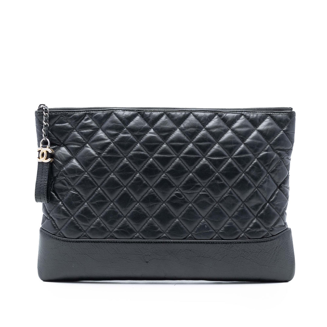 Chanel Large vieilli Cuir de veau Gabrielle O Étui Pochette