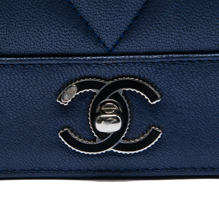 Chanel Chevron Métallisé Vintage Mademoiselle à rabat Moyen Cuir de mouton