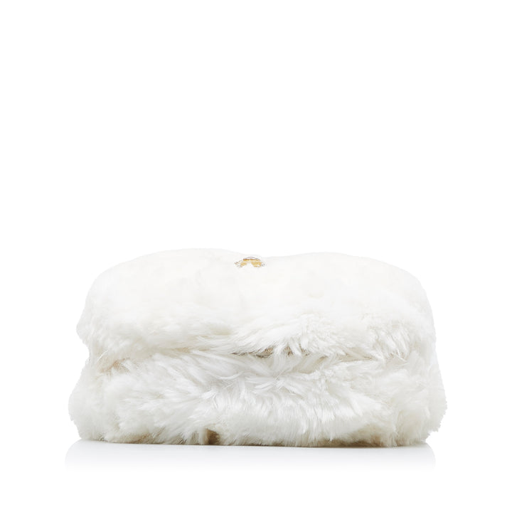 CC Crystal Embellished Faux Fur Round Crossbody White - Gaby Paris