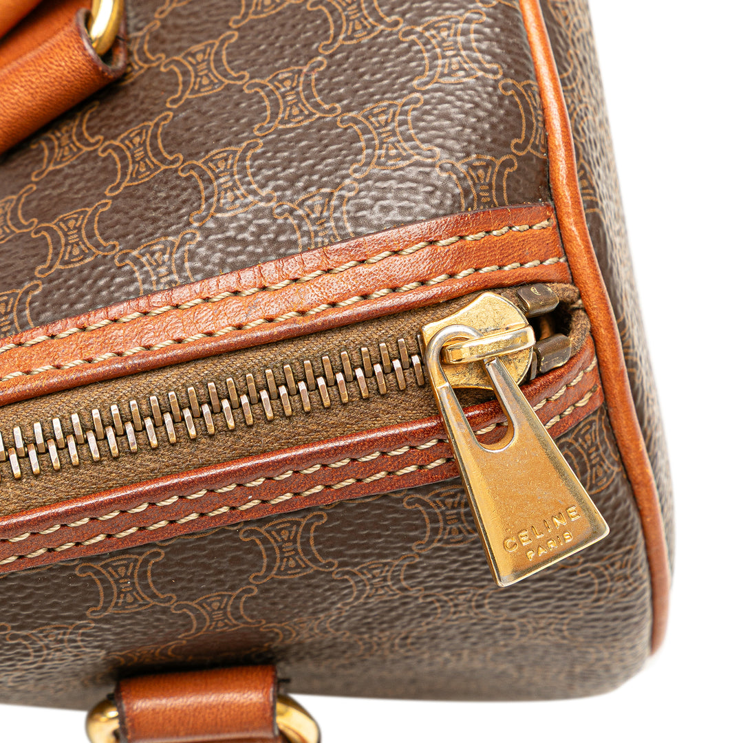 Macadam Coated Canvas Shoulder Bag Brown - Gaby Paris