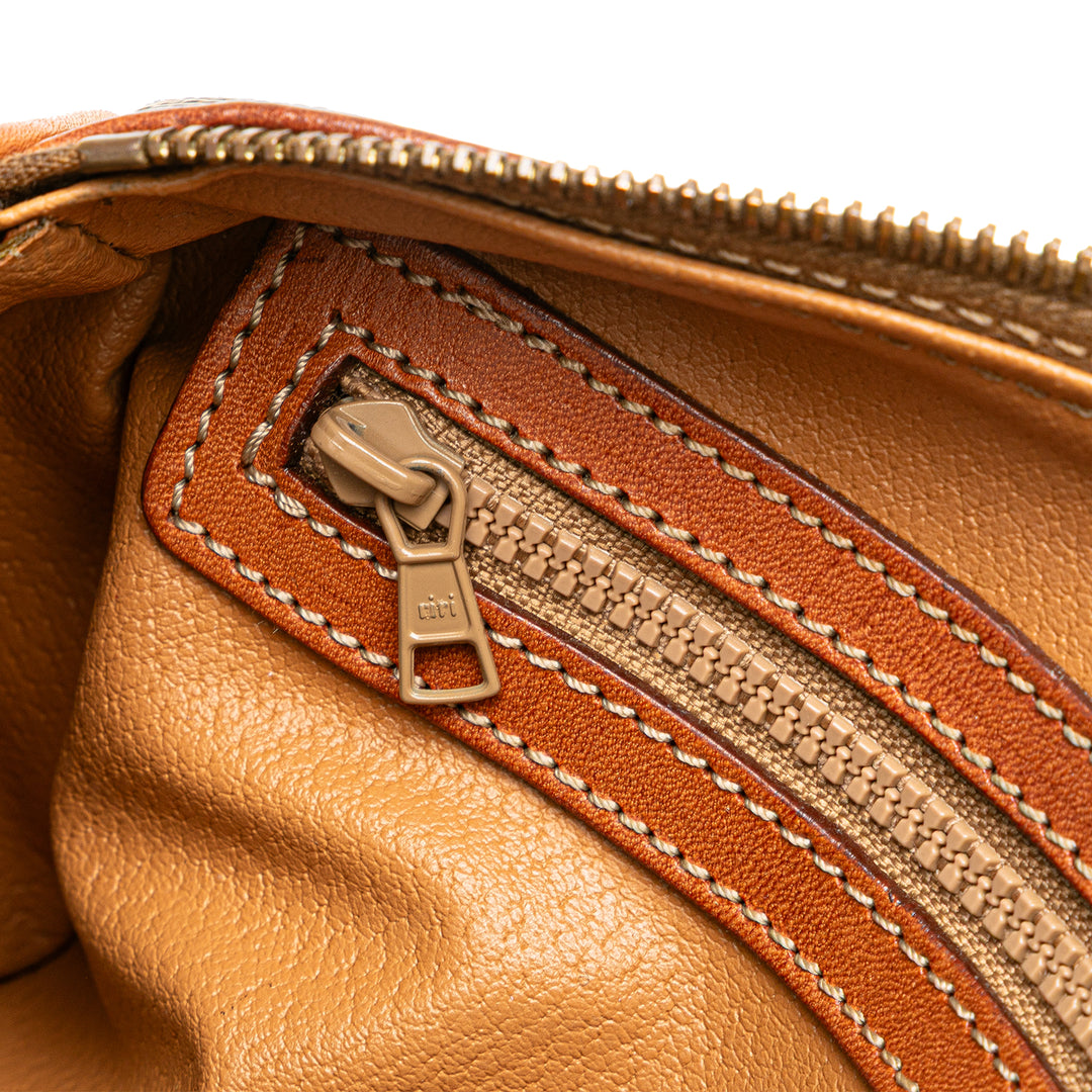 Macadam Coated Canvas Shoulder Bag Brown - Gaby Paris