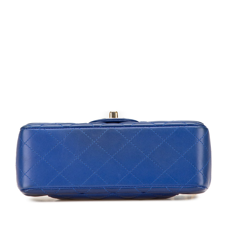 Mini Rectangular Classic Lambskin Single Flap Blue - Gaby Paris